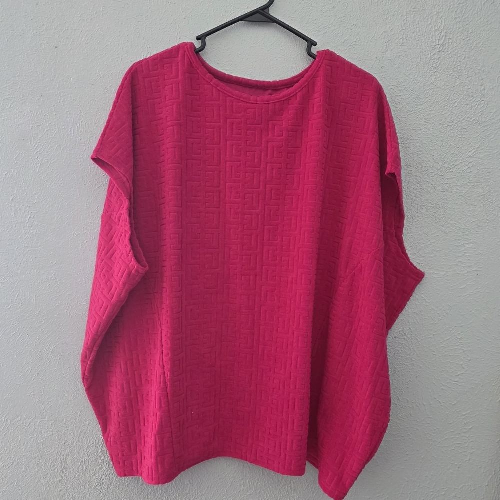 Women's Pink Textured 2piece Short Set